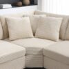 Convertible L Shaped Sectional Corner Couch With Armrest Storage Cup Holders USB Charger, Irregular Corner Oversized Comfy Modular Sofa - Beige - Image 8