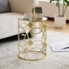 Modern Side Table With Mirror Top And Metal Frame - Gold / Clear - Image 8