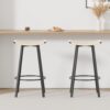 Counter Height Bar Stools Backless Handwoven Kitchen Dining Chairs With Round Footrest (Set of 2) Weaving Pub Stoo - Creamy White - Image 4