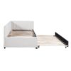 Twin Size Sofa Bed Upholstered Daybed With Trundle Frame No Box Spring Needed, Linen - Beige - Image 6