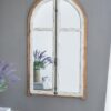 Arch Wood Wall Mirror - Brown Antique White - Image 4