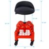 Pneumatic 360 Degree Swivel Stool, Mechanics Rolling Creeper Seat, Heavy Duty Rolling Mechanics Stool, Shop Stool With Casters - Red / Black - Image 14