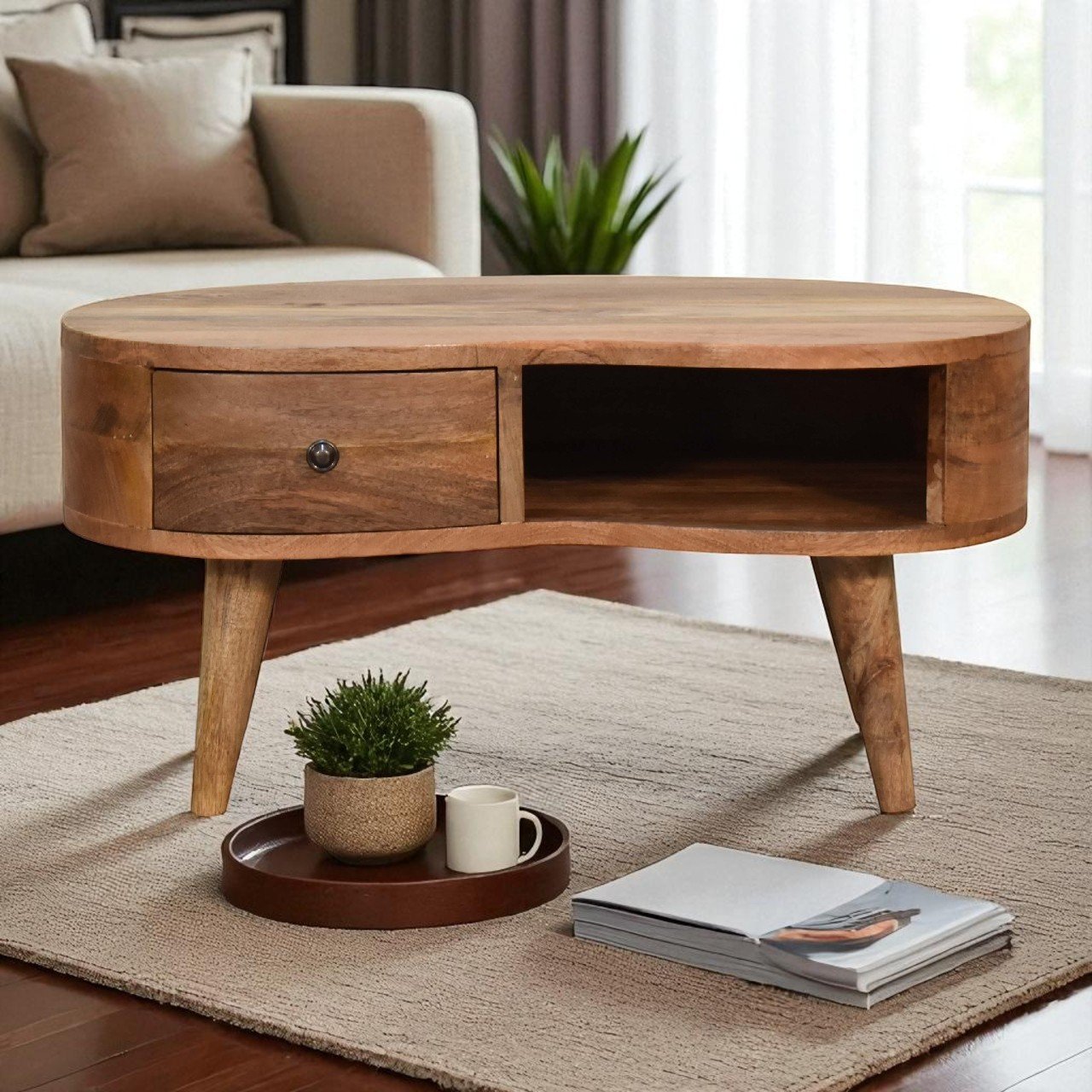 Mini Wave Coffee Table - Oak - Image 11