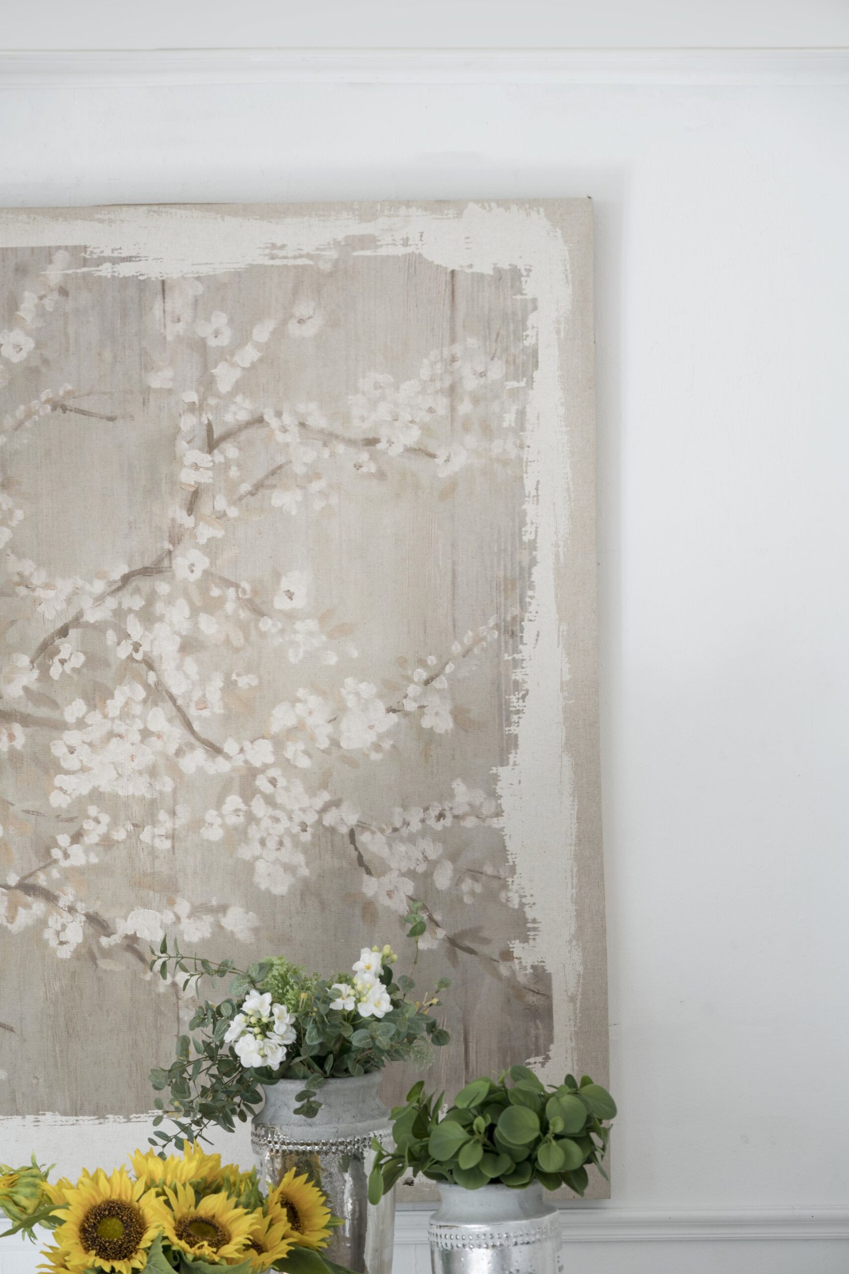Large Cherry Blossom Canvas Art Print, Home Decor Accent Piece - Gray / White Matte - Image 14