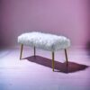 Bagley II - Faux Fur Bench - White / Gold - Image 5