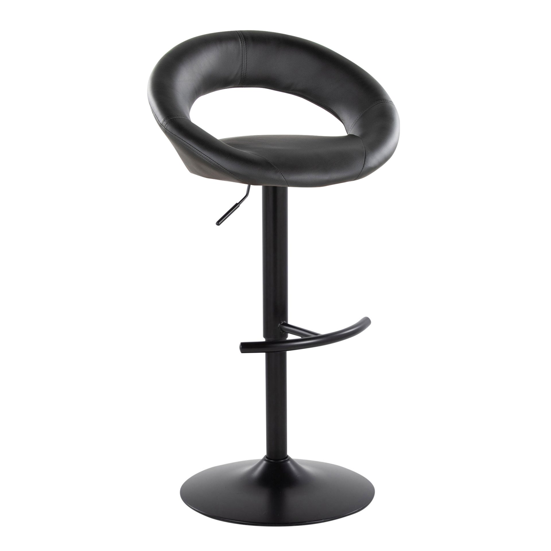 Posh - Contemporary Adjustable Barstool With Swivel With Rounded T Footrest (Set of 2) - Black - Image 2