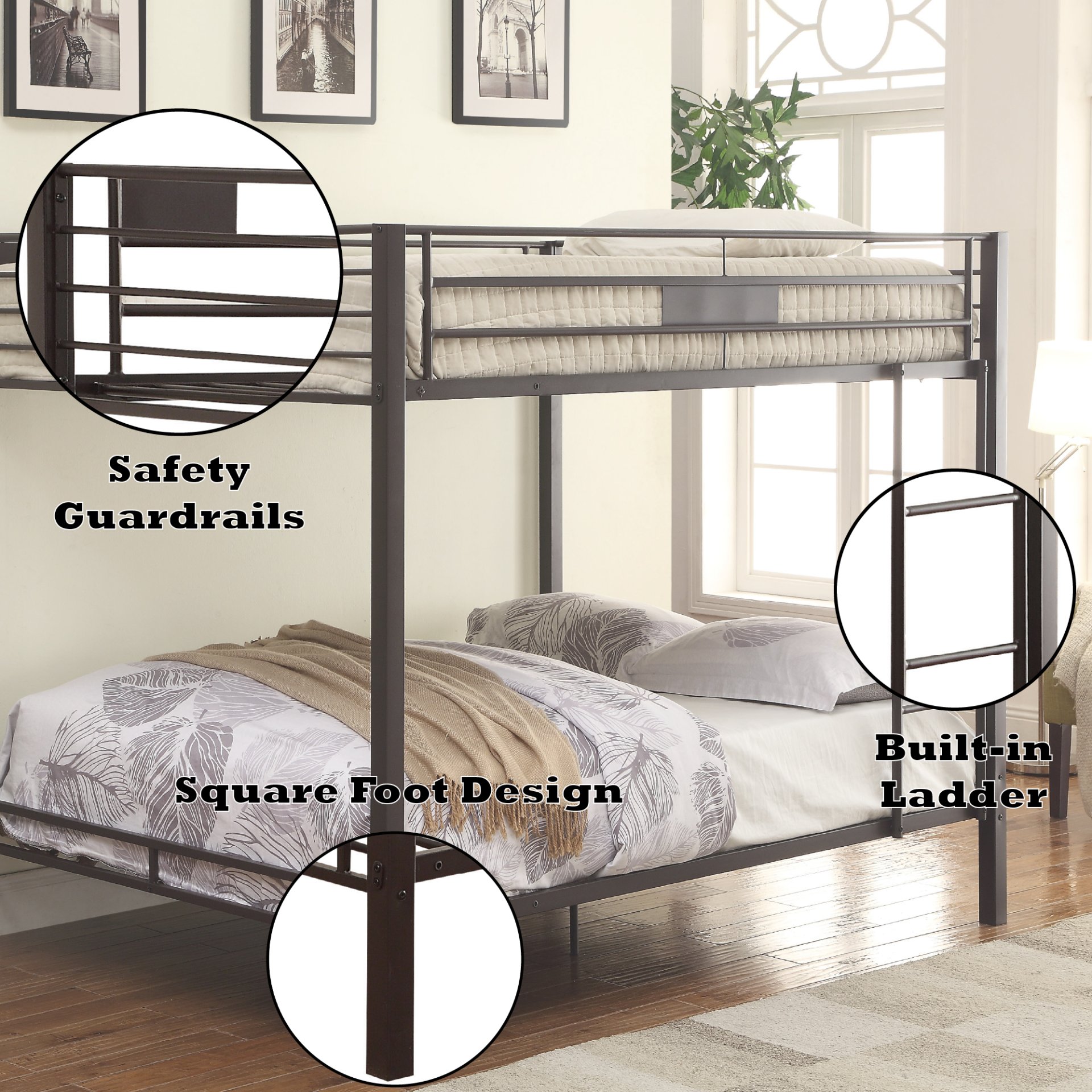 Limbra - Double Queen Bunk Bed - Sandy Black - Image 4