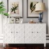 Accent Cabinet 4 Door Wooden Cabinet Sideboard Buffet Server Cabinet Storage Cabinet, For Living Room, Entryway, Hallway, Office, Kitchen And Dining Room - White Wash - Image 4