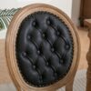 French Style Solid Wood Frame Antique Painting, Hand-Pulled Buckle Decoration Artificial Leather Dining Chair With Nailhead Trim, Wood Legs - Black - Image 8