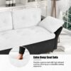 Modern Convertible Sleeper Sofa Bed With Pull Out Queen Design, Side Storage & Thick Cushions Chenille Loveseat For Living Room Or Bedroom 3 In 1 Function - - White - Image 9