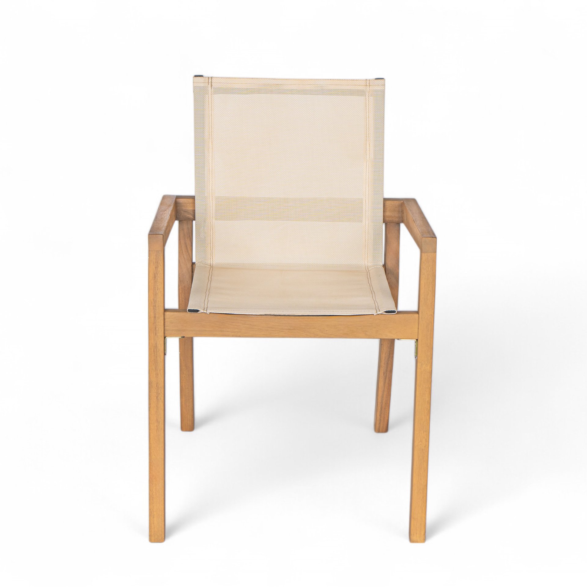 Belfast - Dining Chair (Set of 2) With Frame And Textile For Outdoor Use - Teak / Beige - Image 5