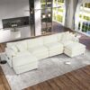 Elegant Modular Sectional Sofa Oversized Deep Seat U Shaped Couch Set Chenille - Beige - Image 18