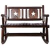 Rustic Outdoor Wood Rocking Bench Double Rocking Chair For 2 Persons With Curved Seat, Porch Rocker - Brown - Image 9
