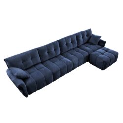Modular 4 Seater Sofa With Ottoman, Configurable Frame, Premium - Blue