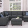 Tina - 8 Piece Upholstered Sectional With Ottoman - Dark Gray - Image 2