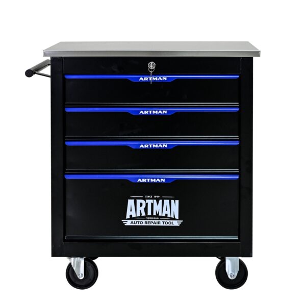 4 Drawer Multifunctional Tool Cart With Wheels - Black / Blue