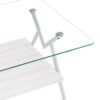 Rectangle Coffee Table With Tempered Glass Top And Metal Legs, Modern Table For Living Room - Transparent / White - Image 8