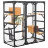 Outdoor Cat House, Diy Cat Enclosure With Double Enter Doors - Black Brown - Image 11