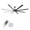 Industrial DC Motor Ceiling Fan, Large Ceiling Fan With 8 Reversible Blades, 5 Speed Remote Control, Home Or Commercial Ceiling Fans For Porch / Garage / Shop - Black - Image 2
