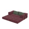 Convertible Couch Bed With 2 Pillows, 3 Seat Folding Floor Couch & King Size Bed Mattress, Diy Combination - Burgundy - Image 15