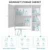 Wall Mounted Bathroom Storage Cabinet, Medicine Cabinets With Large Mirror Door, Adjustable Shelves And Three Open Storage Levels(Not Include Bathroom Vanity) - White - Image 6