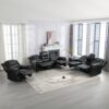 Home Theater Recliner Set Manual Recliner Chair With Wide Armrest, Two Built-In Cup Holders For Living Room - Black - Image 13