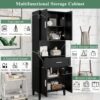 Freestanding Tall Bathroom Cabinet With Soft Close Doors And Adjustable Shelves - Black - Image 8