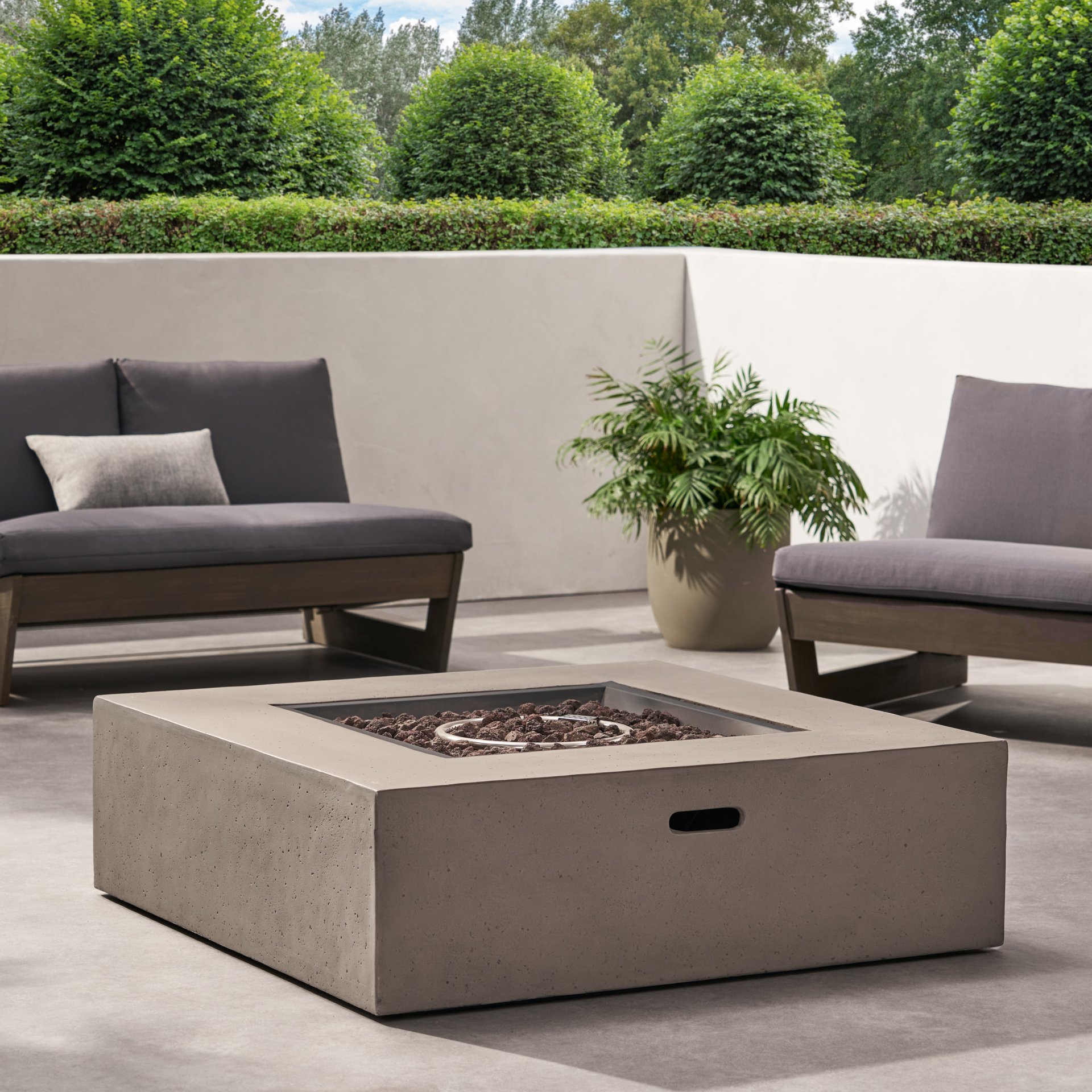 Contemporary 50, 000 Btu Square Fire Table With Clean Lines - Light Gray - Image 8