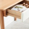 Computer Desk Large Size Office Desk With 2 Drawers, Modern Simple Style PC Table With Gap Design For Home Office - White / Gray - Image 10