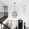 4 Light Metal Lantern Tiered Pendant Hanging Light Fixtures, Industrial Farmhouse Adjustable Height Chandeliers For Dining Room Hallway Foyer Entryway (E12 Bulbs Not Included) - Matte Black / Gold - Image 5