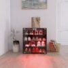 4 Layers Shoe Cabinet With Glass Door And Glass Layer Shoes Display Cabinet With LED Light Bluetooth Control - Black - Image 7