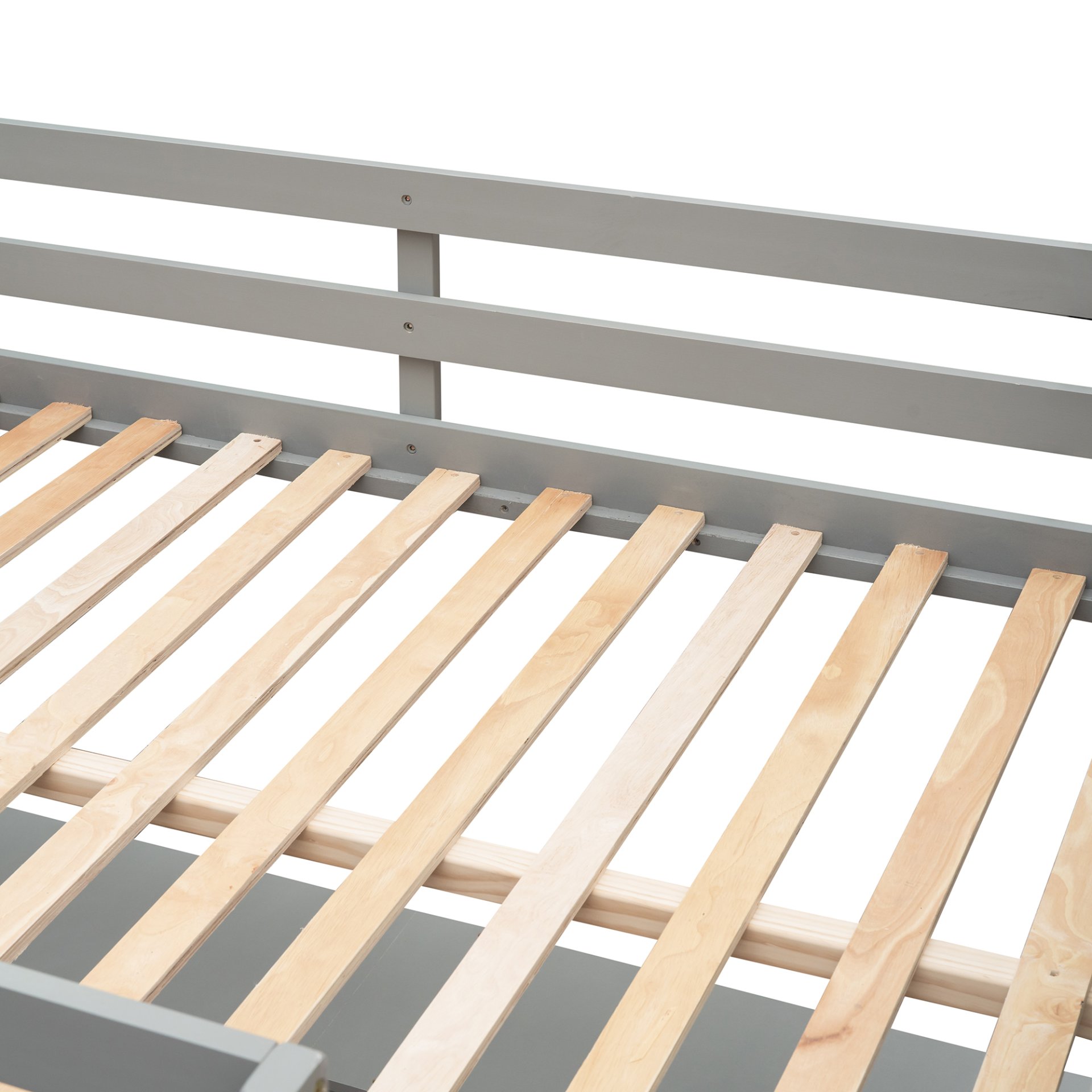 Full Size Loft Bed With Shelves With Desk - Gray - Image 15