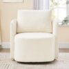 360° Swivel Chair With Upholstered Curved Design - Beige - Image 2