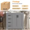 36" Bathroom Vanity With Sink, Soft Close Doors, Adjustable Shelf & 3 Drawers - Gray - Image 9