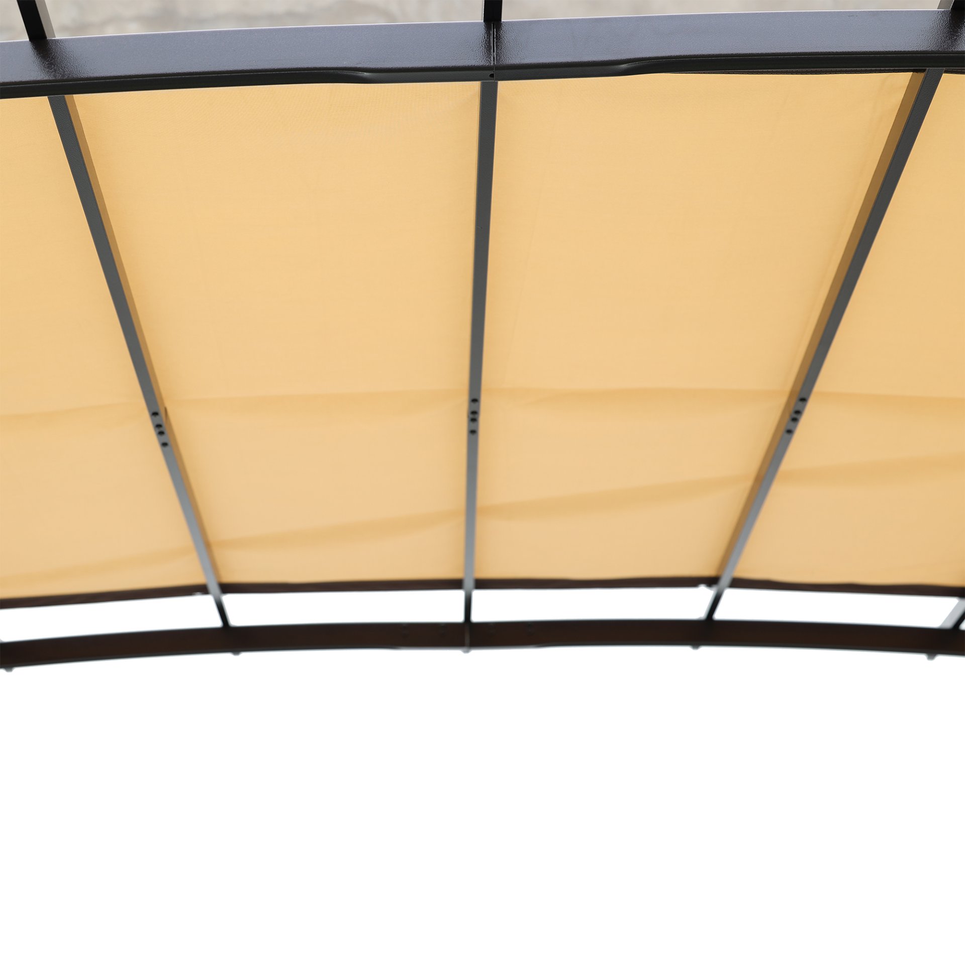 12 X 9 Ft Outdoor Patio Pergola Gazebo Steel Frame Sun Shelter With Retractable Canopy & - Beige / Brown - Image 10