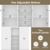 Hall Tree With Bench And 5 Storage Cubbies, Modern Entryway Storage Organizer Cabinet With 4 Doors, 5 Drawers And Adjustable Shelves For Hallway, Entryway, Living Room - White - Image 8
