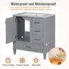 Bathroom Vanity, Modern Bathroom Cabinet With Sink Combo Set, Bathroom Storage Cabinet With A Soft Closing Door And 3 Drawers, Solid Wood Frame - Gray - Image 4
