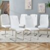 Modern Dining Chairs With Padded Seat Upholstered Chair With Metal Legs Design (Set of 6) - White - Image 7