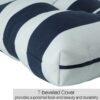 2 Piece High Back Chair Cushion Set Tufted Patio Or Rocking Chair Cushions For Garden Or Porch - Blue Stripe - Image 6
