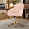 Ergonomic Office Chair With Swivel Function, Velvet, Comfortable For Long Sitting - Khaki - Image 5