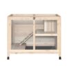 Pawhut - Indoor Rabbit Hutch With Wheels, Desk And Side Table Sized, Wood Rabbit Cage, Waterproof Small Rabbit Cage - Natural - Image 6