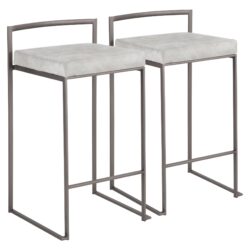 Fuji - Industrial Stackable Counter Stool (Set of 2) - Light Gray