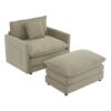 Modern Sofa Modular Sofa Couch Upholstered L - Shape Sectional Sofa With Side Storage Pockets For Living Room - Brown - Image 14