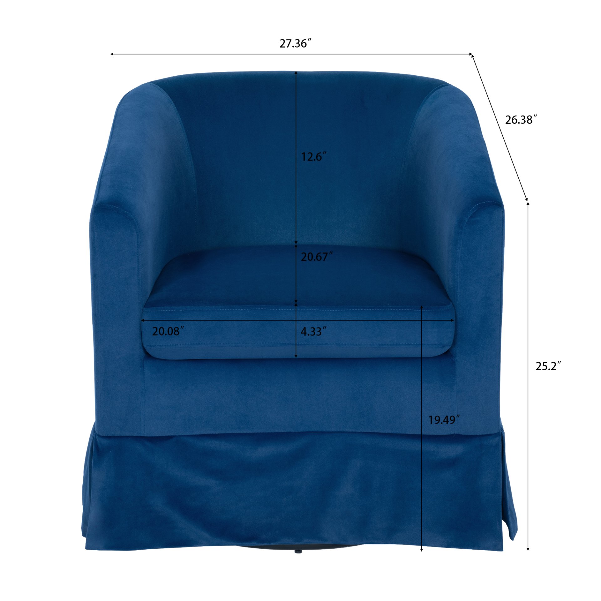27.36" Wide Swivel Chair - Blue - Image 3