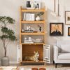 Modern Furniture Style 2 In 1 Pet Friendly Dog Crate Ladder Bookcase - Ancient Oak - Image 2