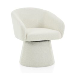 Swivel Accent Chair With Ergonomic Barrel Design For Living Room - Cream White