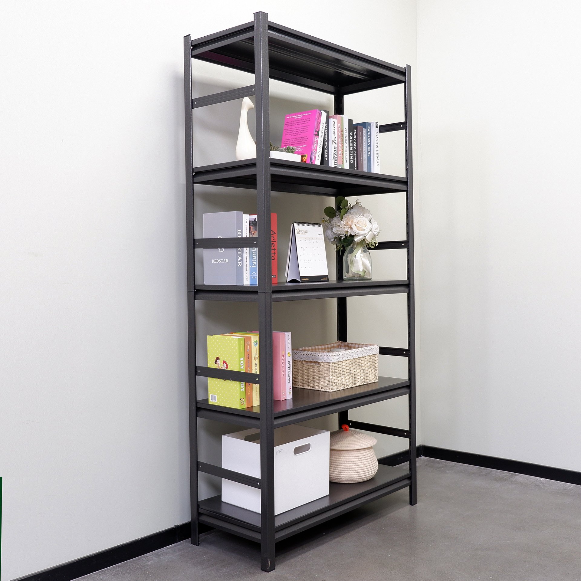 Adjustable Heavy Duty Shelving 5 Tier Storage Shelves, 2000Lbs Load, Kitchen, Garage - Black - Image 9
