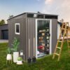 Outdoor Metal Storage Shed With Window Transparent Plate W540S00011 - Gray - Image 2
