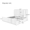King Size Luxurious Corduroy Upholstered Bed Frame With Vertical Stripe Wingback Headboard And High Footboard - Light Gray - Image 3