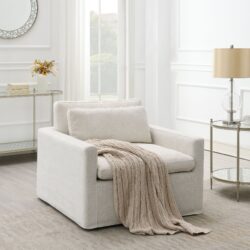 Naveen - Swivel Chair With 1 Toss Pillow - Ivory